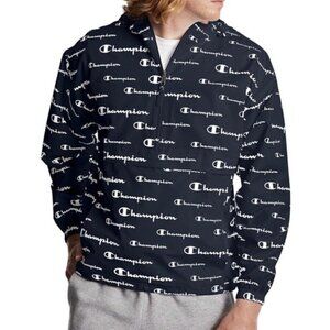 Champion Packable Windbreaker Black and White Allover Logo size L